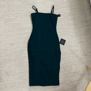 NWT Lulus Paulina Forest Green Bodycon Midi Dress